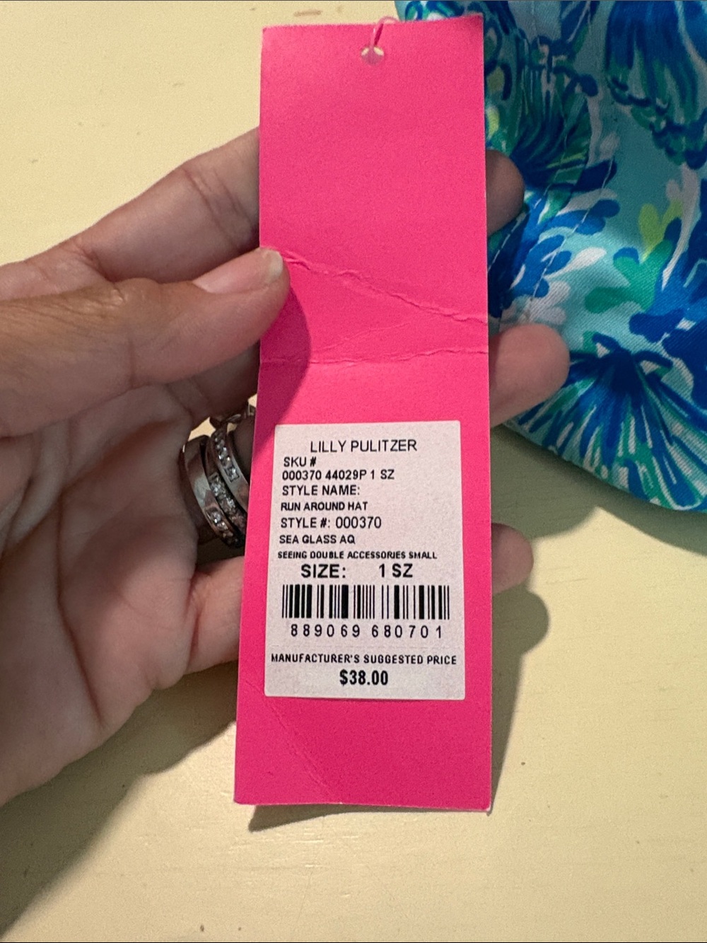 NWT Lilly Pulitzer Run Around Hat Seeing Double Sea Glass Aqua 🧜🏼♀️ Mermaid - Picture 2 of 3